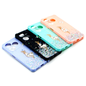 Tecno Pop 8 Back Cover Stylish Glitter Flower Fancy Case For Pop 8