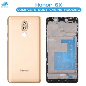 Honor 6x Housing Middle Frame With Side Button and Camera Lens Complete Body Casing Replacement For 6x - Golden