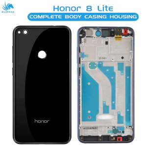 Honor 8 Lite Housing Middle Frame With Side Button and Camera Lens Complete Body Casing Replacement For 8 Lite - Black