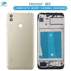 Honor 8c Housing Middle Frame With Side Button and Camera Lens Complete Body Casing Replacement For 8c - Golden