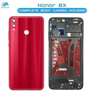 Honor 8x Housing Middle Frame With Side Button and Camera Lens Complete Body Casing Replacement For 8x - Red