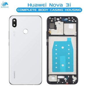Huawei Nova 3i Housing Middle Frame With Side Button and Camera Lens Complete Body Casing Replacement For Nova 3i - White