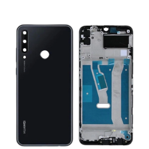 Huawei Y6p Housing Middle Frame With Side Button and Camera Lens Complete Body Casing Replacement For Y6p - Black