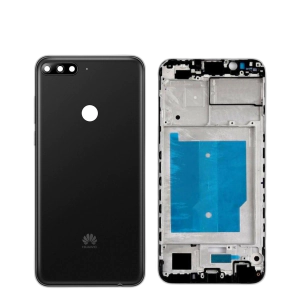 Huawei Y7 Prime 2018 Housing Middle Frame With Side Button and Camera Lens Complete Body Casing Replacement For Y7 Prime 2018 - Black