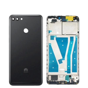 Huawei Y9 2018 Housing Middle Frame With Side Button and Camera Lens Complete Body Casing Replacement For Y9 2018 - Black