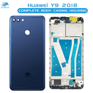 Huawei Y9 2018 Housing Middle Frame With Side Button and Camera Lens Complete Body Casing Replacement For Y9 2018 - Blue