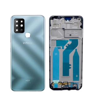 Infinix Hot 10 Housing Middle Frame With Side Button and Camera Lens Complete Body Casing Replacement For Hot 10 - Blue