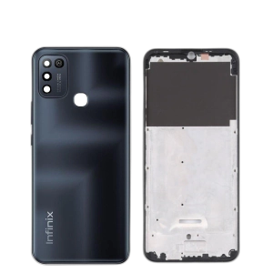 Infinix Hot 10 Play Housing Middle Frame With Side Button and Camera Lens Complete Body Casing Replacement For Hot 10 Play - Black