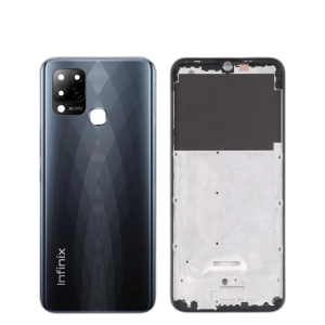 Infinix Hot 10s Housing Middle Frame With Side Button and Camera Lens Complete Body Casing Replacement For Hot 10s - Black