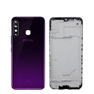 Infinix Hot 8 Housing Middle Frame With Side Button and Camera Lens Complete Body Casing Replacement For Hot 8 - Purple