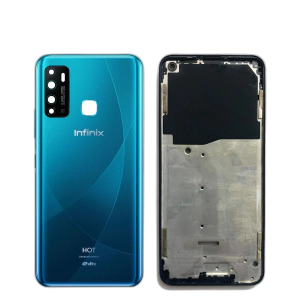 Infinix Hot 9 Housing Middle Frame With Side Button and Camera Lens Complete Body Casing Replacement For Hot 9 - Blue