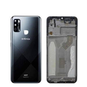 Infinix Hot 9 Play Housing Middle Frame With Side Button and Camera Lens Complete Body Casing Replacement For Hot 9 Play - Black