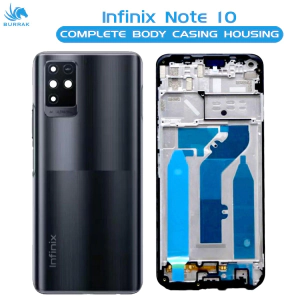 Infinix Note 10 Housing Middle Frame With Side Button and Camera Lens Complete Body Casing Replacement For Note 10 - Black