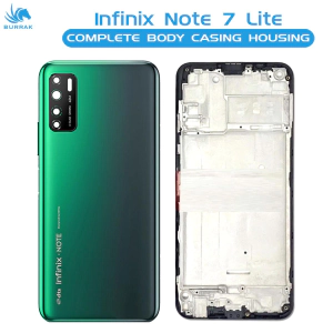 Infinix Note 7 Lite Housing Middle Frame With Side Button and Camera Lens Complete Body Casing Replacement For Note 7 Lite - Green