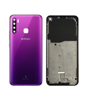 Infinix S5 Housing Middle Frame With Side Button and Camera Lens Complete Body Casing Replacement For S5 - Purple