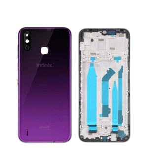 Infinix Smart 4 Housing Middle Frame With Side Button and Camera Lens Complete Body Casing Replacement For Smart 4 - Purple