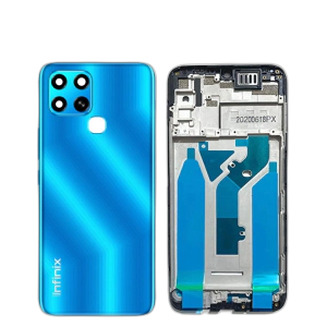 Infinix Smart 6 Housing Middle Frame With Side Button and Camera Lens Complete Body Casing Replacement For Smart 6 - Blue