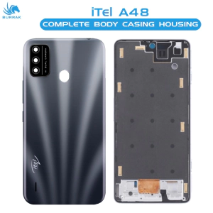 iTel A48 Housing Middle Frame With Side Button and Camera Lens Complete Body Casing Replacement For A48 - Gray