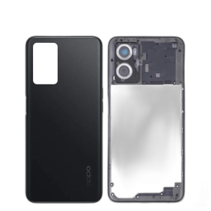 Oppo A76 Housing Middle Frame With Side Button and Camera Lens Body Casing Replacement For A76 - Black