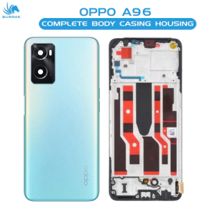 Oppo A96 Housing Middle Frame With Side Button and Camera Lens Complete Body Casing Replacement For A96 - Blue