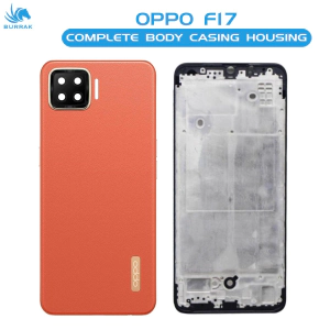 Oppo F17 Housing Middle Frame With Side Button and Camera Lens Complete Body Casing Replacement For F17 - Orange
