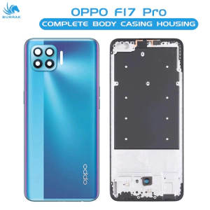 Oppo F17 Pro Housing Middle Frame With Side Button and Camera Lens Complete Body Casing Replacement For F17 Pro - Blue
