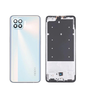 Oppo F17 Pro Housing Middle Frame With Side Button and Camera Lens Complete Body Casing Replacement For F17 Pro - White