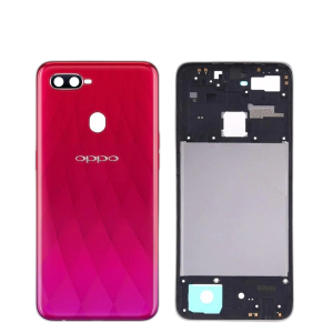 Oppo F9 Housing Middle Frame With Side Button and Camera Lens Complete Body Casing Replacement For F9 - Red