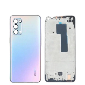 Oppo Reno 5 4G Housing Middle Frame With Side Button and Camera Lens Complete Body Casing Replacement For Reno 5 4G - White