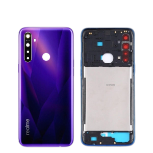 Realme 5 Housing Middle Frame With Side Button and Camera Lens Complete Body Casing Replacement For - Purple