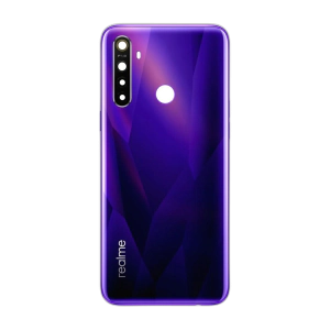 Realme 5 Rear Back Body Casing Housing Replacement Battery Back Door With Side Buttons And Camera Lens For Realme 5 - Purple