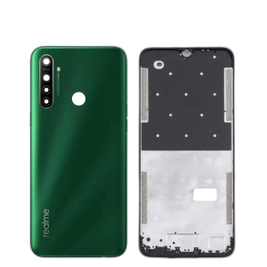 Realme 5i Housing Middle Frame With Side Button and Camera Lens Complete Body Casing Replacement - Green