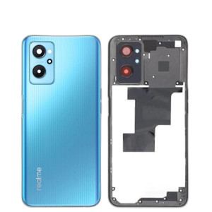Realme 9i Housing Middle Frame With Side Button and Replacement Battery Back Door For Realme 9i - Blue