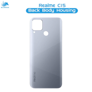Realme C15 Rear Back Body Casing Housing Replacement Battery Back Door For Realme C15 - Silver