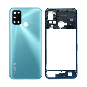 Realme C17 Housing Middle Frame With Side Button and Replacement Battery Back Door For C17 - Green