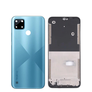 Realme C21Y Housing Middle Frame With Side Button and Camera Lens Complete Body Casing Replacement - Blue