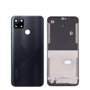 Realme C21Y Housing Middle Frame With Side Button and Camera Lens Complete Body Casing Replacement For C21Y - Black