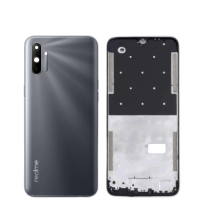 Realme C3 Housing Middle Frame With Side Button and Camera Lens Complete Body Casing Replacement - Gray