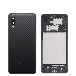 Samsung Galaxy A02 Housing Middle Frame With Side Button and Camera Lens Complete Body Casing Replacement For Galaxy A02 - Black