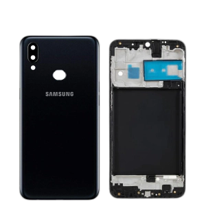Samsung Galaxy A10s Housing Middle Frame With Side Button and Camera Lens Complete Body Casing Replacement For Galaxy A10s - Black