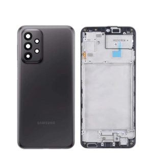 Samsung Galaxy A23 4G Housing Middle Frame With Side Button and Camera Lens Complete Body Casing Replacement For Galaxy A23 4G - Black