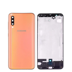 Samsung Galaxy A50 Housing Middle Frame With Side Button and Camera Lens Complete Body Casing Replacement For Galaxy A50 - Orange