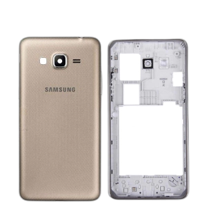 Samsung Galaxy Grand Prime Plus Housing Middle Frame With Side Button and Camera Lens Complete Body Casing Replacement For Grand Prime Plus - Golden