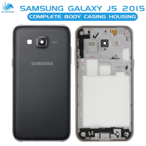 Samsung Galaxy J5 2015 Housing Middle Frame With Side Button and Camera Lens Complete Body Casing Replacement For Galaxy J5 2015 - Black