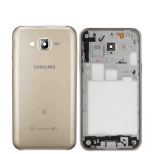 Samsung Galaxy J7 2015 Housing Middle Frame With Side Button and Camera Lens Complete Body Casing Replacement For Galaxy J7 2015 - Golden