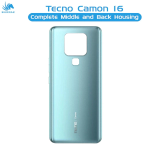Tecno Camon 16 Housing Middle Frame With Side Button and Camera Lens Body Casing Replacement For Camon 16 - Blue
