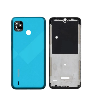 Tecno Pop 5 Housing Middle Frame With Side Button and Camera Lens Complete Body Casing Replacement For Pop 5 - Blue