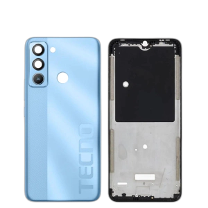 Tecno Pop 5 Lite Housing Middle Frame With Side Button and Camera Lens Complete Body Casing Replacement For Pop 5 Lite - Blue