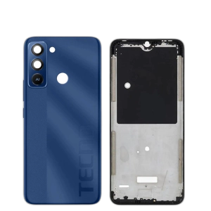 Tecno Pop 5 Lite Housing Middle Frame With Side Button and Camera Lens Complete Body Casing Replacement For Pop 5 Lite - Dark Blue