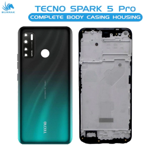 Tecno Spark 5 Pro Housing Middle Frame With Side Button and Camera Lens Complete Body Casing Replacement For Spark 5 Pro - Green
